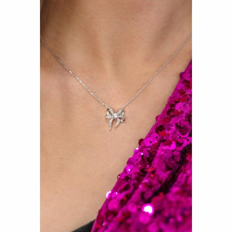 Georgini Sweetheart Bow Necklace - Silver