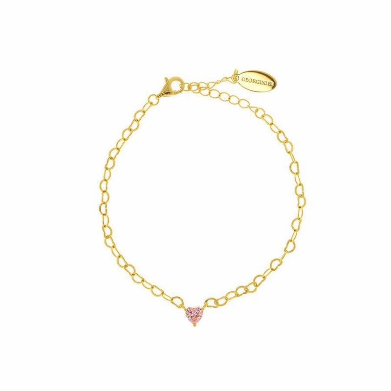Georgini Sweetheart Heart Chain Bracelet - Pink Gold