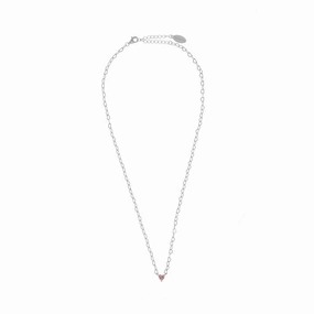 Georgini Sweetheart Heart Chain Necklace - Pink Silver