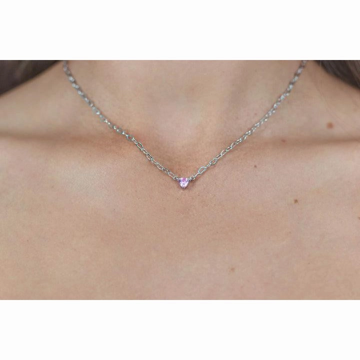 Georgini Sweetheart Heart Chain Necklace - Pink Silver