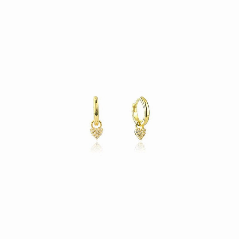 Georgini Sweetheart Sparkly Heart Mini Drop Hoops - Gold