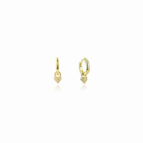 Georgini Sweetheart Sparkly Heart Mini Drop Hoops - Gold