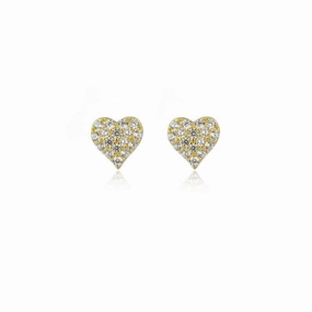 Georgini Sweetheart Sparkly Heart Studs - Gold