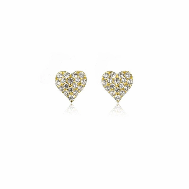 Georgini Sweetheart Sparkly Heart Studs - Gold