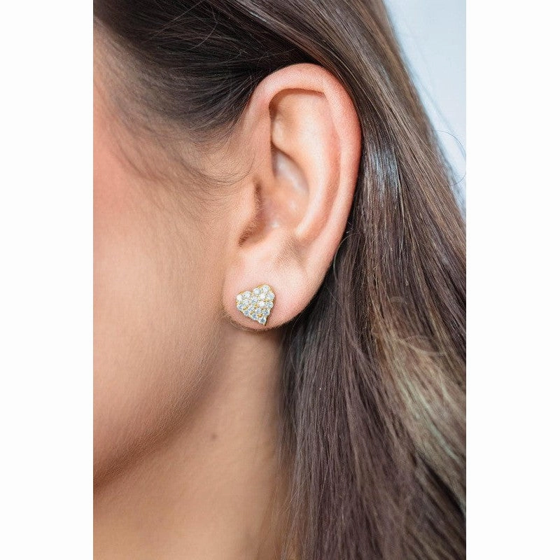 Georgini Sweetheart Sparkly Heart Studs - Gold