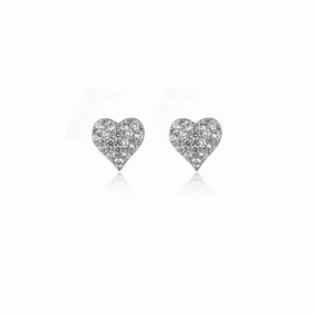Georgini Sweetheart Sparkly Heart Studs - Silver