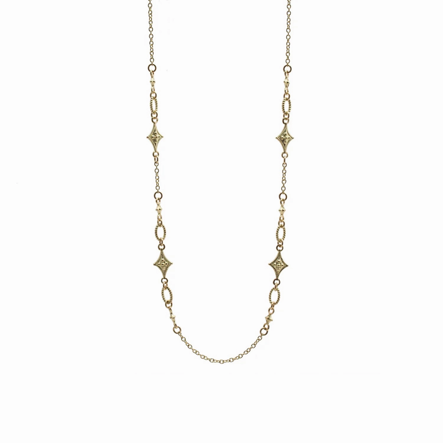 Gold Crivelli Scroll Oval Link Necklace