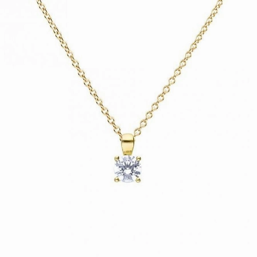 Gold Plated Silver 0.75ct Cubic Zirconia Solitaire Pendant