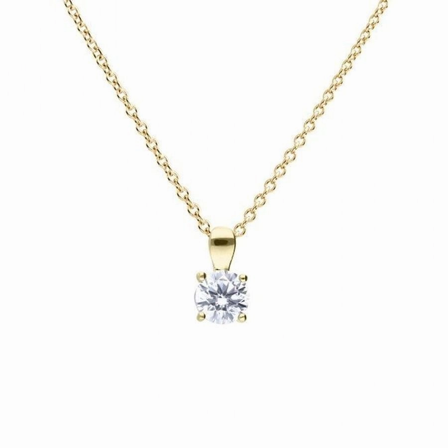 Gold Plated Silver 1.00ct Cubic Zirconia Solitaire Pendant