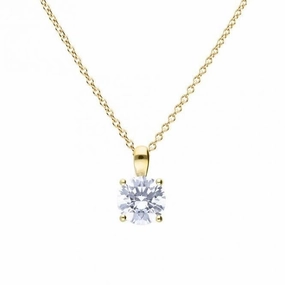 Gold Plated Silver 2.00ct Cubic Zirconia Solitaire Pendant