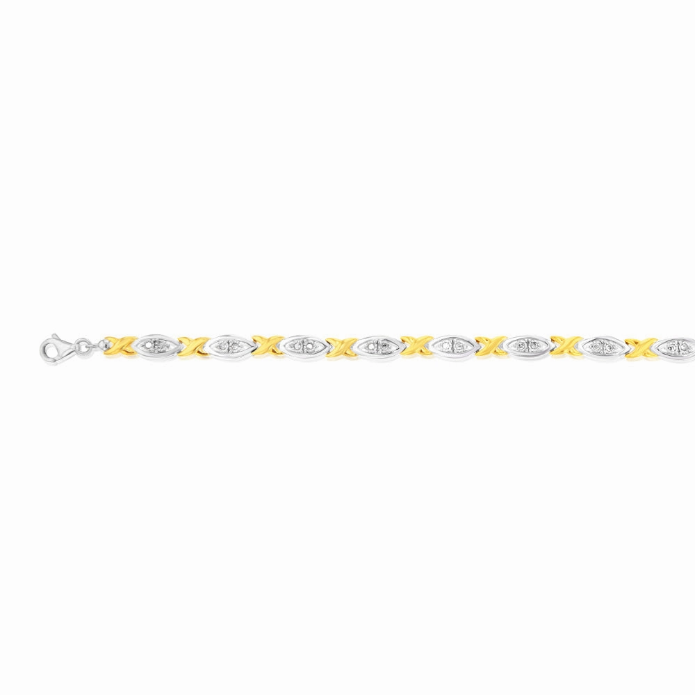 Gold Plated Sterling Silver 1/5 Carat Diamond 18cm Bracelet