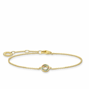 Gold Plated Sterling Silver thomas Sabo Charm Club Colour Circle Bracelet 16-19cm