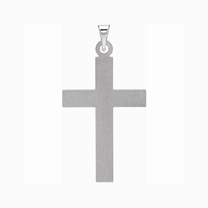 Grooved Cross Pendant in White Gold