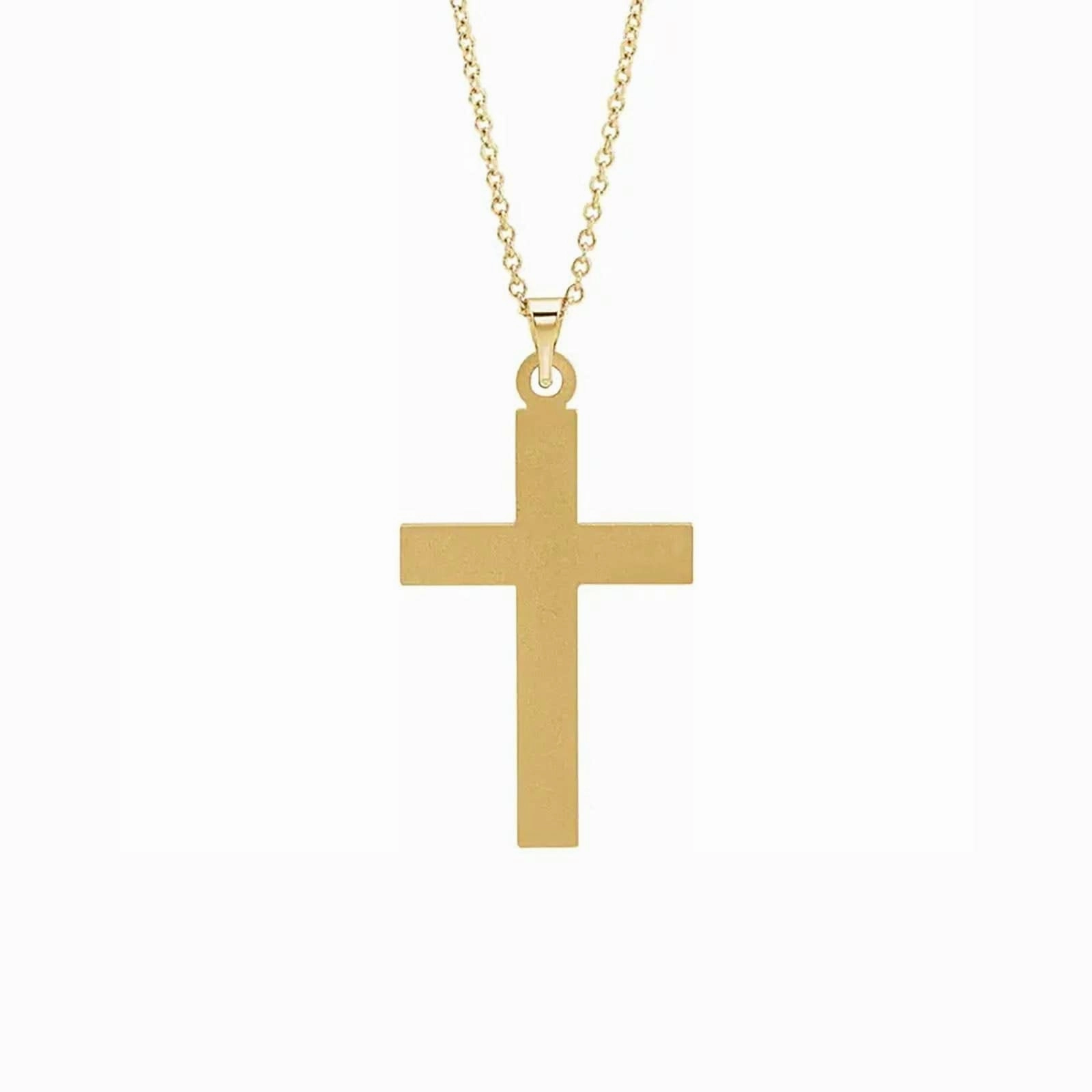 Grooved Cross Pendant in Yellow Gold
