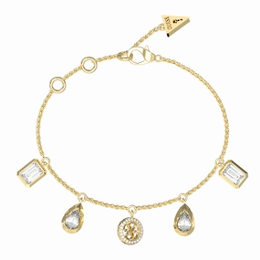 Guess Gold Plated Stainless Silver 4G & 5 Charm Bracelet
