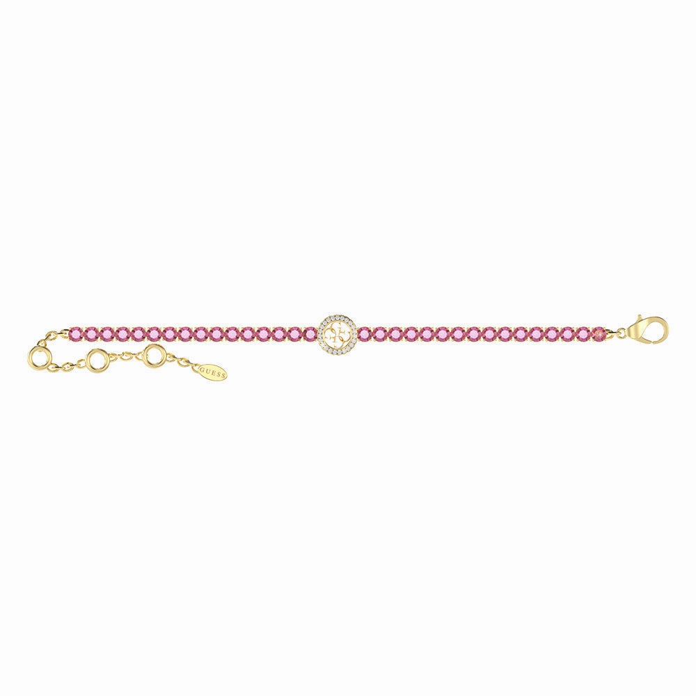 Guess Gold Plated Stainless Steel 3mm 4G Logo Cubic Zirconia Tennis Bracelet