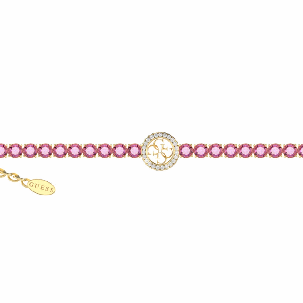 Guess Gold Plated Stainless Steel 3mm 4G Logo Cubic Zirconia Tennis Bracelet