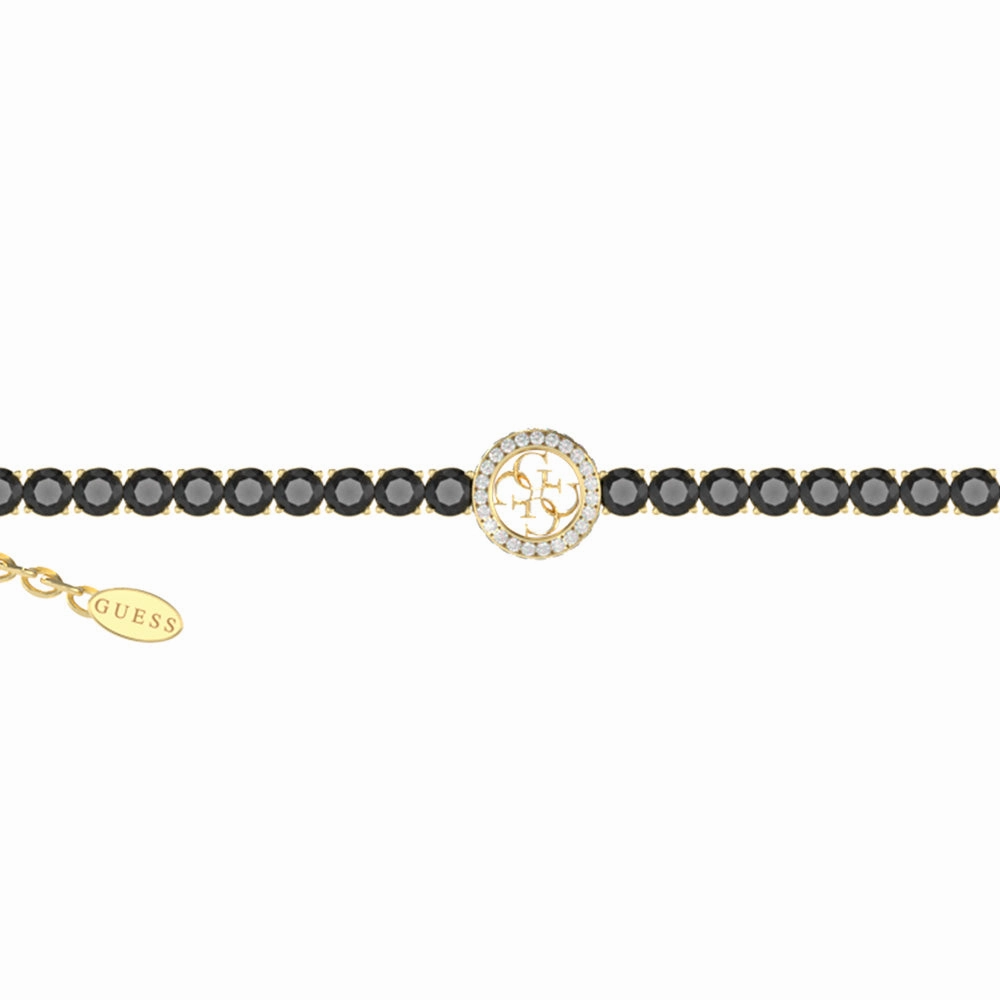 Guess Gold Plated Stainless Steel 3mm 4G Logo Cubic Zirconia Tennis Bracelet