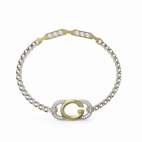 Guess Gold-Plated Stainless-Steel G Logo And Crystal Tennis Bracelet