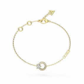 Guess Gold Plated Stainless Steel Heart Crystal Circle Bracelet