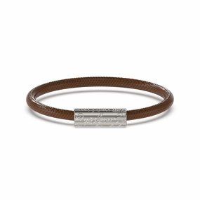 Guess Men's Jewellery Stainless Steel 6mm Script Brown Leather Bracelet