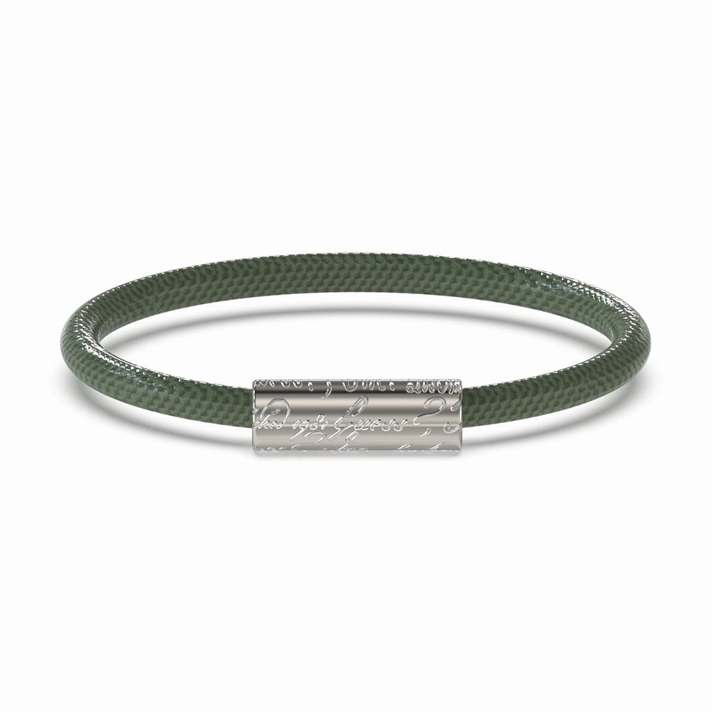 Guess Men's Jewellery Stainless Steel 6mm Script Green Leather Bracelet