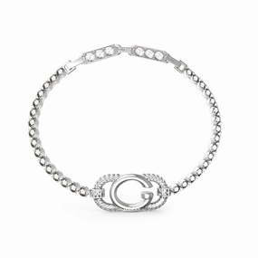 Guess Stainless Steel G Logo And Crystals Tennis Bracelet