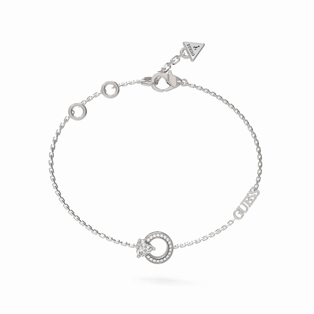 Guess Stainless Steel Heart Crystal Circle Bracelet