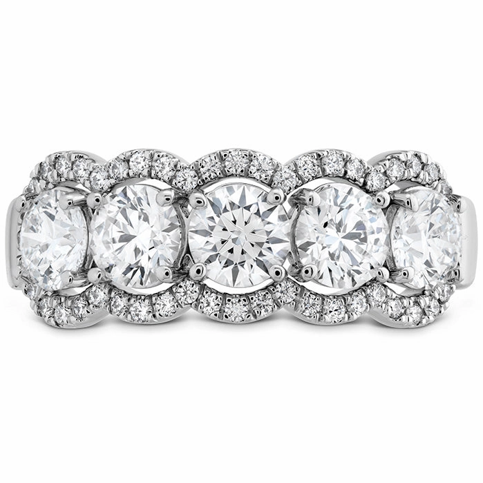 Hearts On Fire 5 Stone Halo Diamond Ring