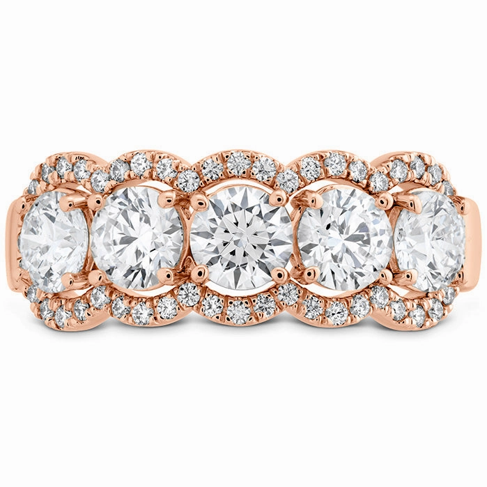 Hearts On Fire 5 Stone Halo Diamond Ring