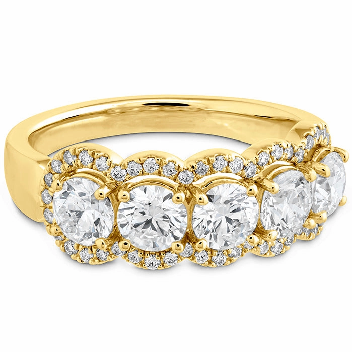 Hearts On Fire 5 Stone Halo Diamond Ring