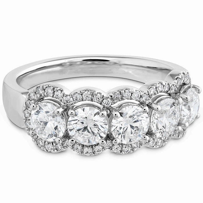 Hearts On Fire 5 Stone Halo Diamond Ring