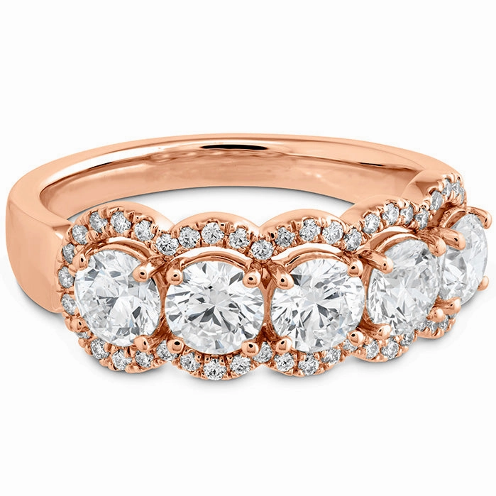 Hearts On Fire 5 Stone Halo Diamond Ring