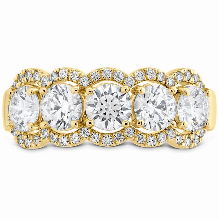 Hearts On Fire 5 Stone Halo Diamond Ring