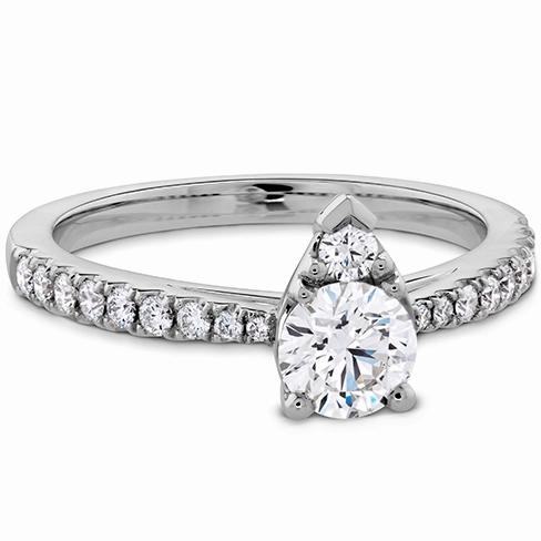 Hearts On Fire Destiny Teardrop Shape Engagement Ring with Diamond Band