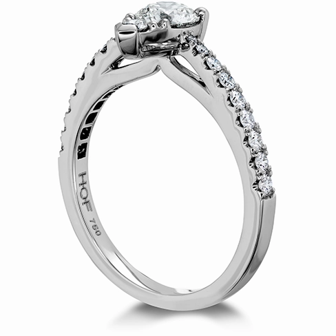 Hearts On Fire Destiny Teardrop Shape Engagement Ring with Diamond Band