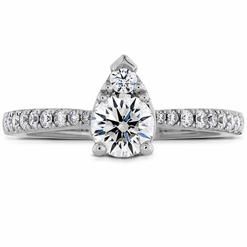 Hearts On Fire Destiny Teardrop Shape Engagement Ring with Diamond Band