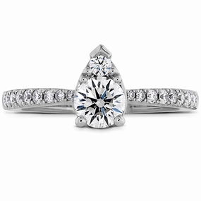 Hearts On Fire Destiny Teardrop Shape Engagement Ring with Diamond Band