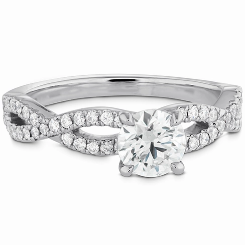 Hearts On Fire Destiny Twist Engagement Ring with Diamond Band