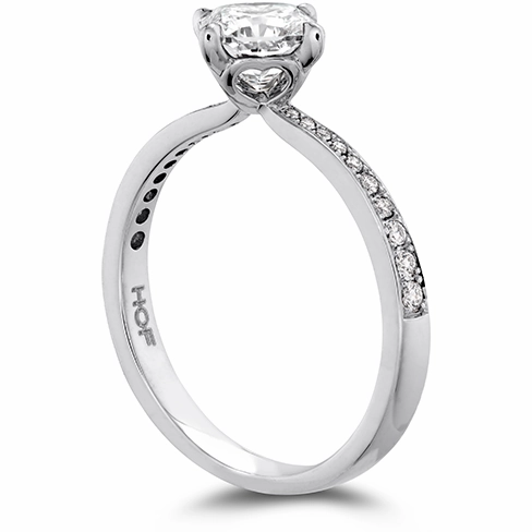 Hearts On Fire Dream Offset Signature Engagement Ring with Diamond Band