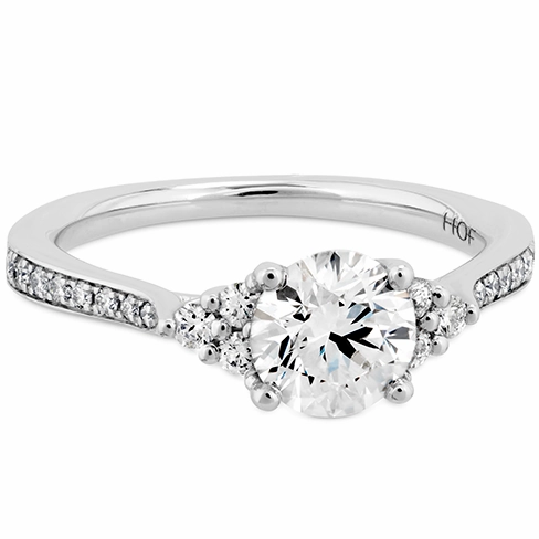 Hearts On Fire Felicity Queen Anne Engagement Ring with Diamond Band