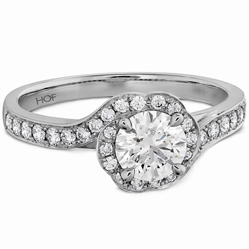Hearts On Fire Lorelei Bloom Engagement Ring with Diamond Band