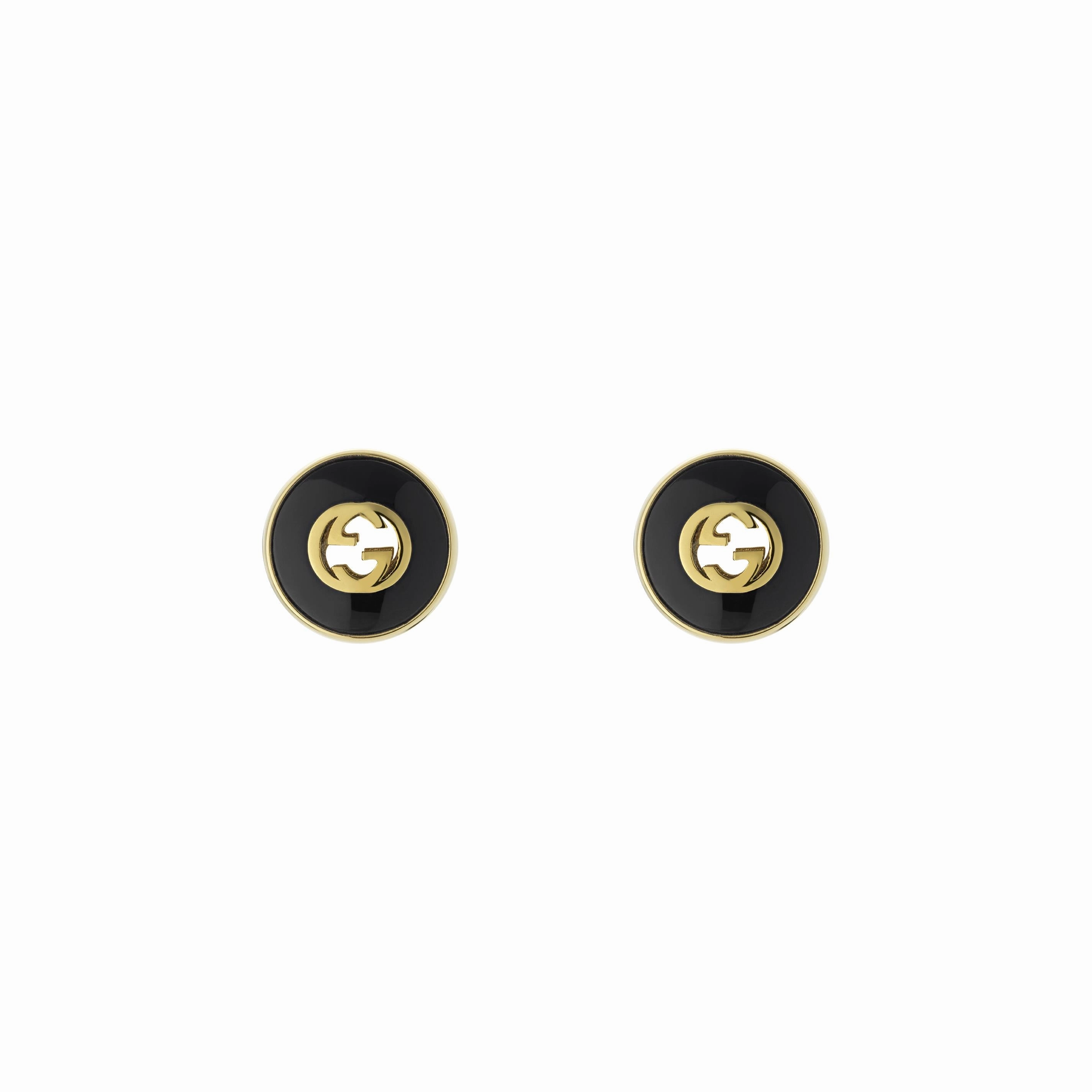 INTERLOCKING 18K GOLD EARRINGS - ONYX