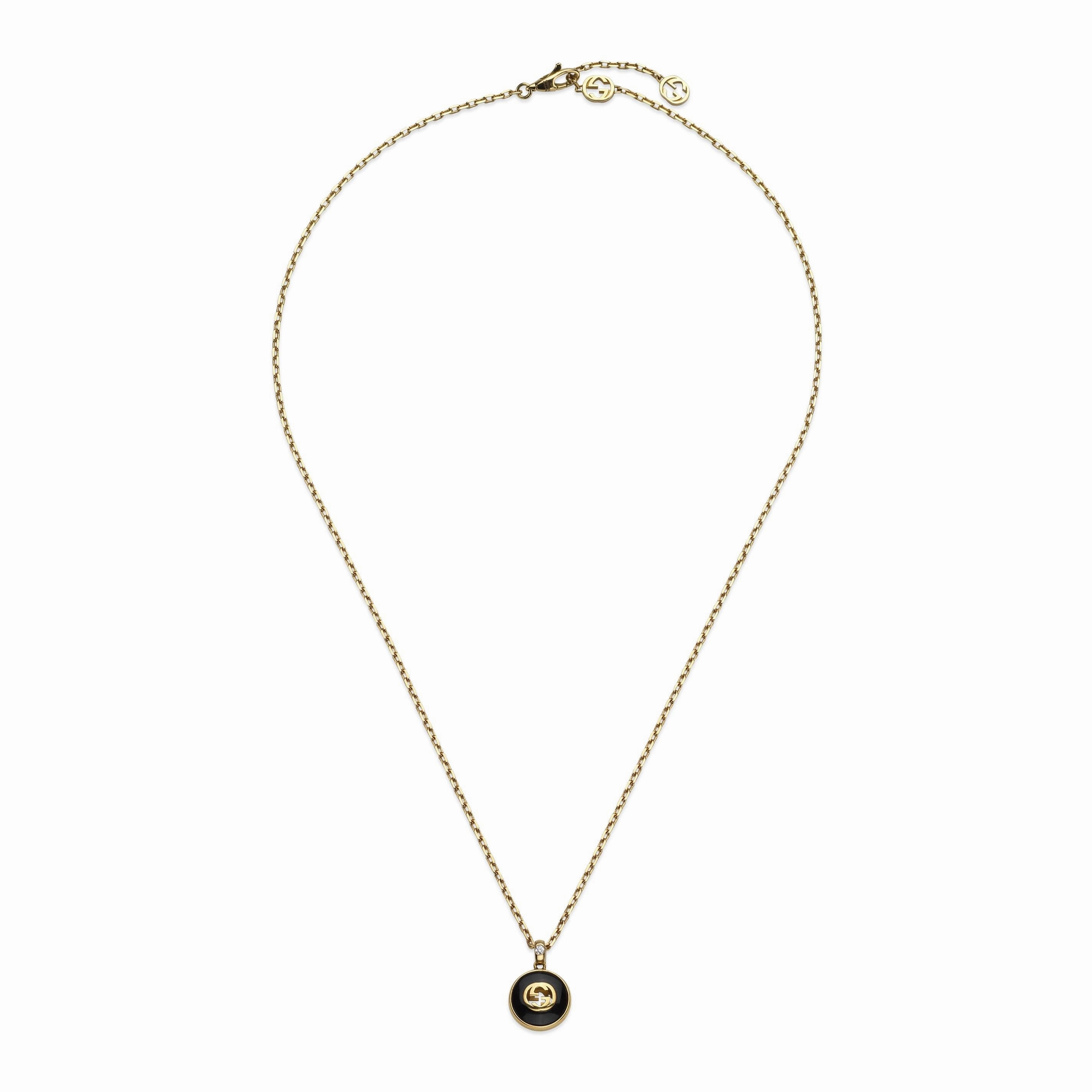INTERLOCKING ONYX AND DIAMOND NECKLACE