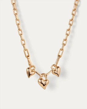 JENNY BIRD - PADLOCK TRIPLE HEART PENDANT NECKLACE