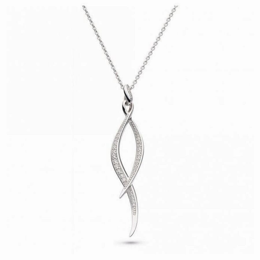 KH Silver Entwine Twine Twist CZ Pave Ncklce