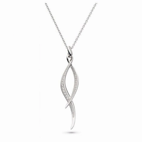 KH Silver Entwine Twine Twist CZ Pave Ncklce
