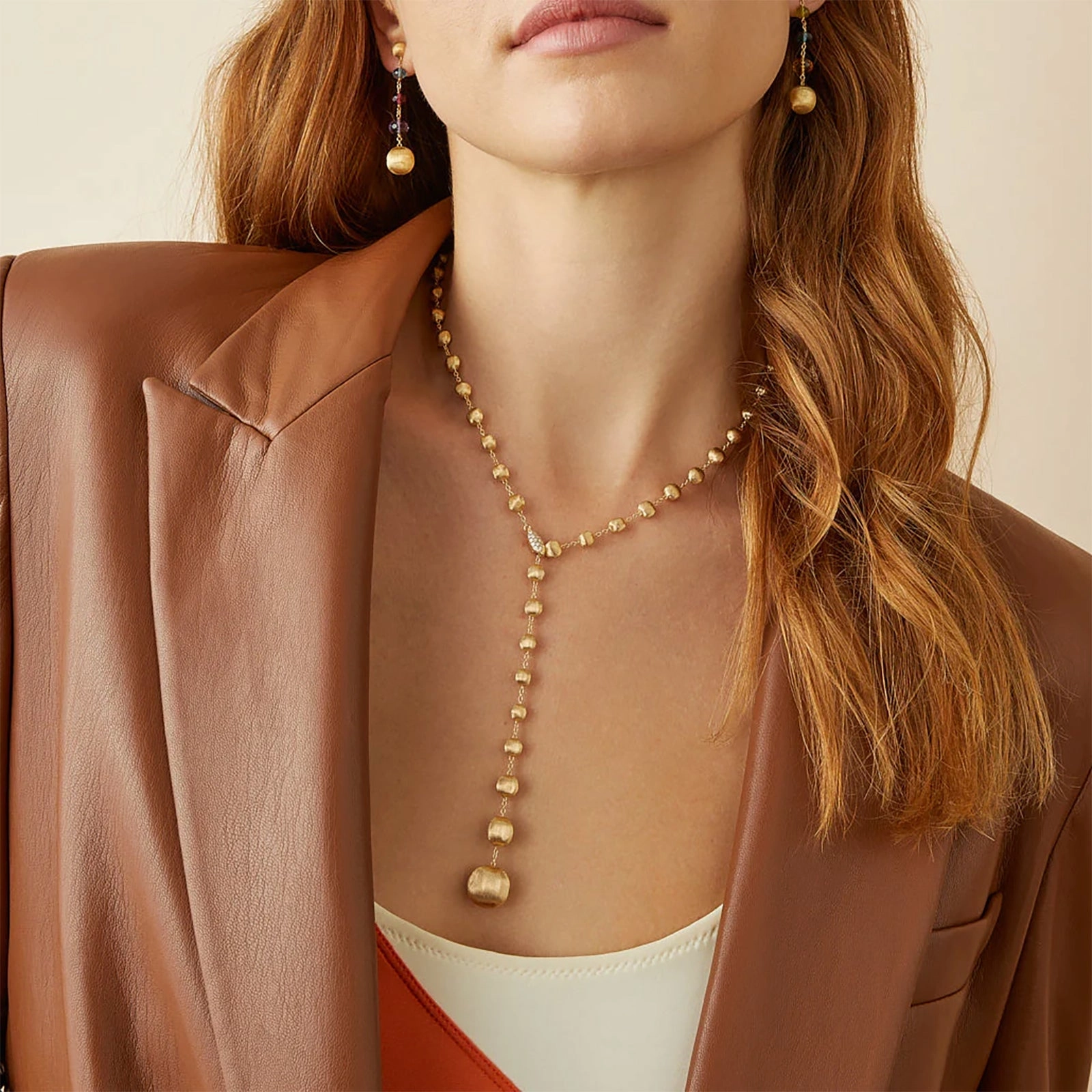 Lariat Necklace With Diamond Pav Clasp