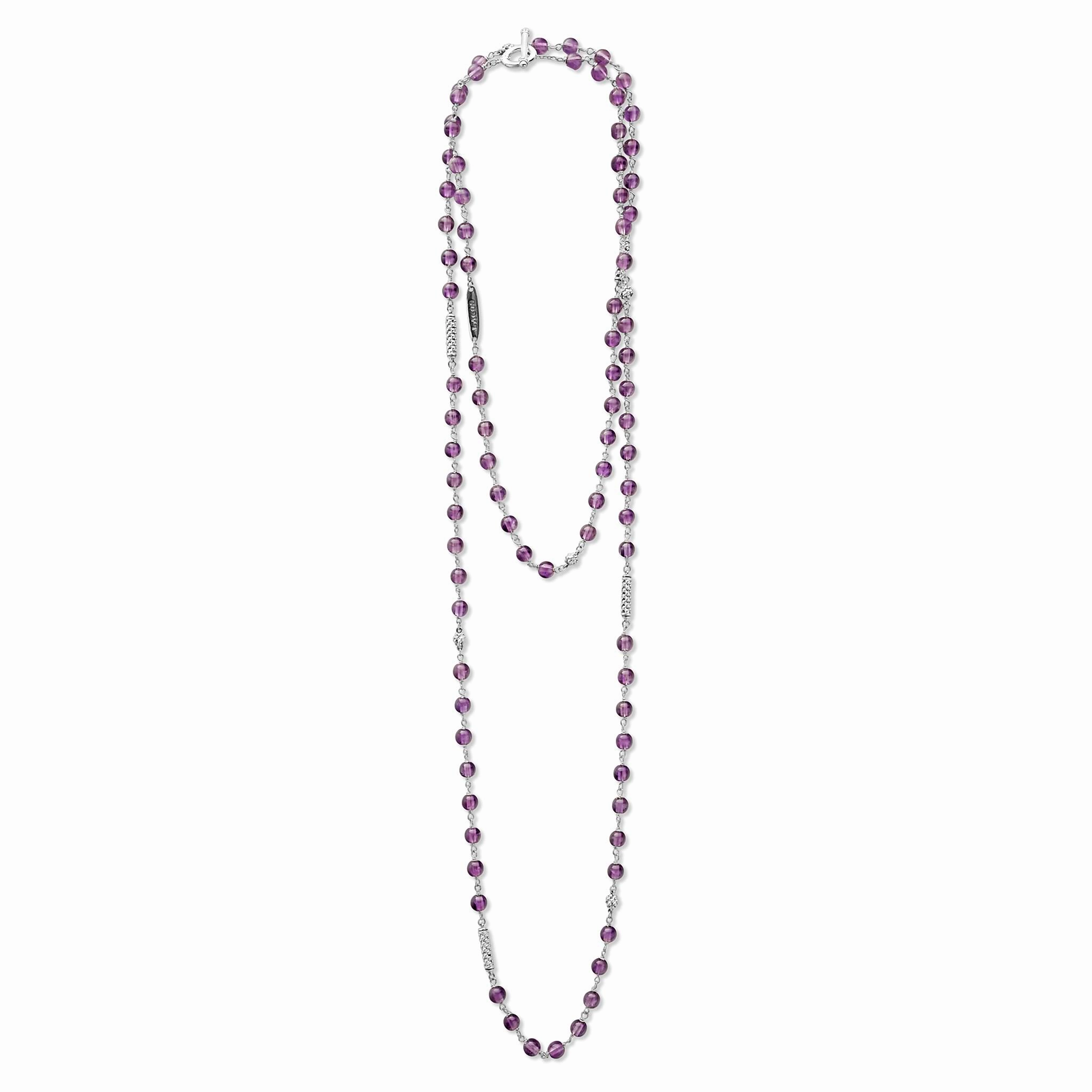 Long Amethyst Beaded Necklace
