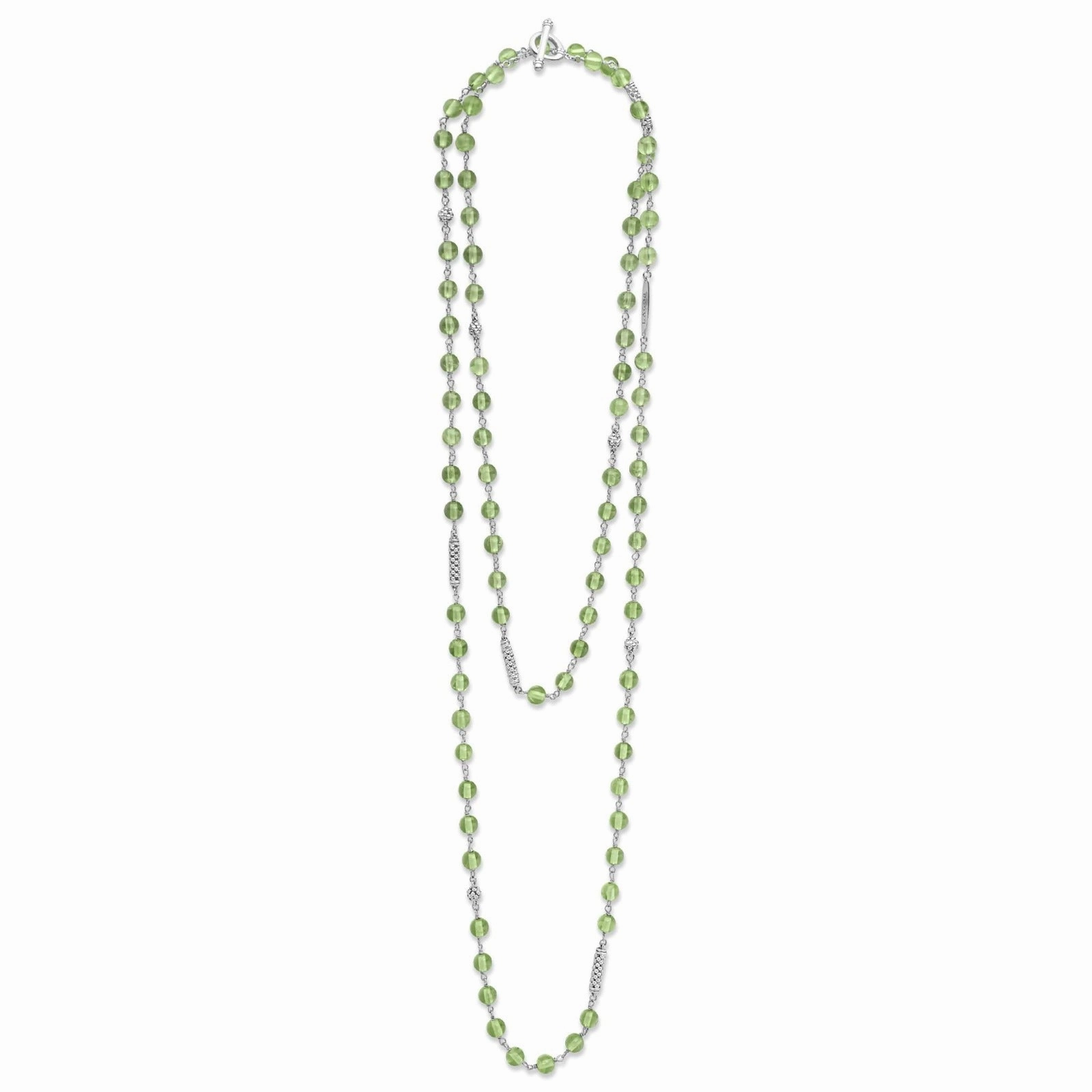 Long Peridot Beaded Necklace